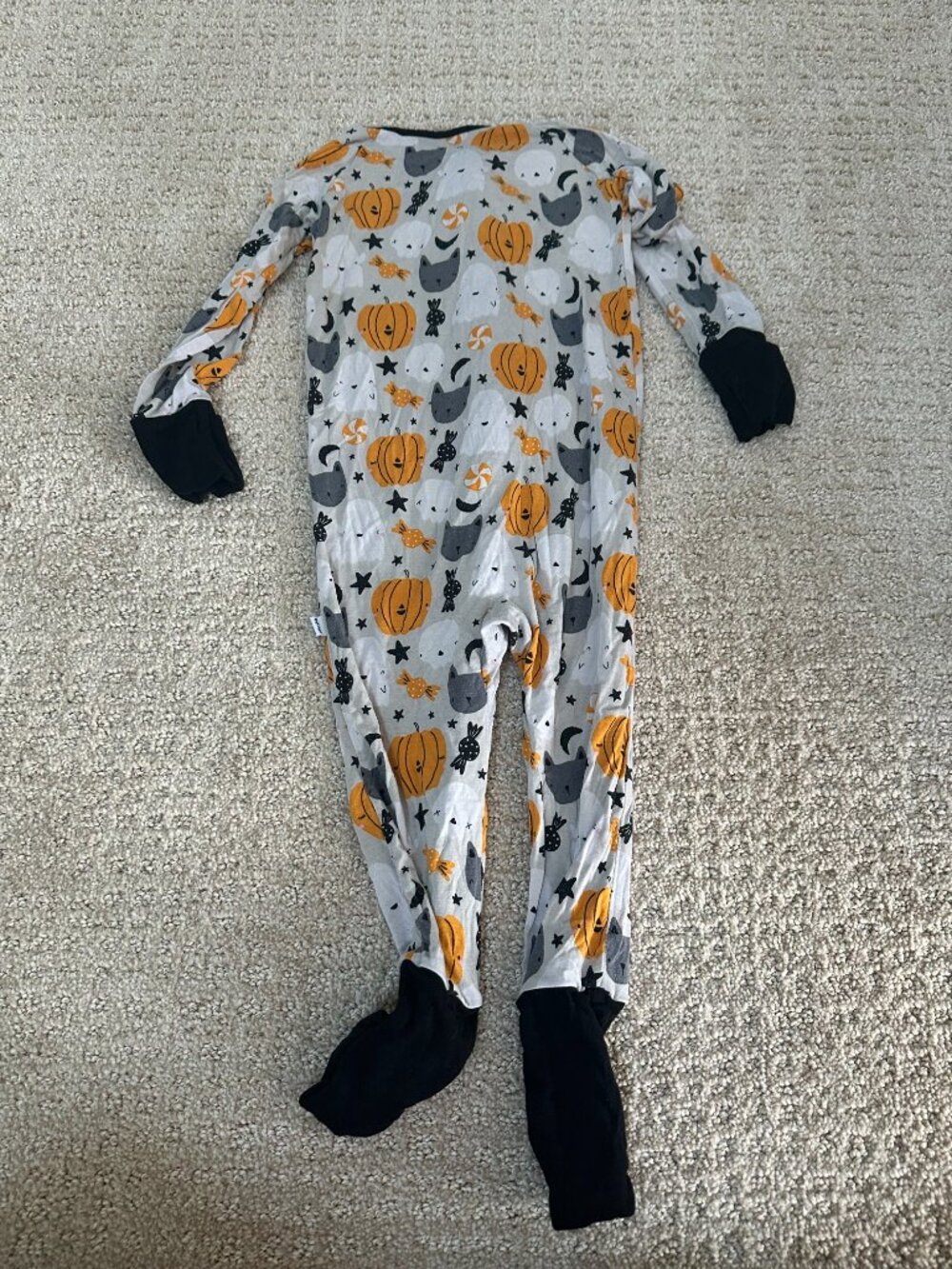 Little Sleepies Boo Crew Bamboo Convertible Footie Pajama 12-18 Months Halloween - Picture 3 of 3